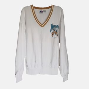 Vtg Russell Mens Med 1990's "Jacksonville" Jaguars White Sweatshirt Sweater Logo